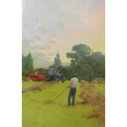 1566 - Padraig Lynch b.1936 At the Hay Oil on Board 20 Inches High x 14 Inches Wide Approximately Signed