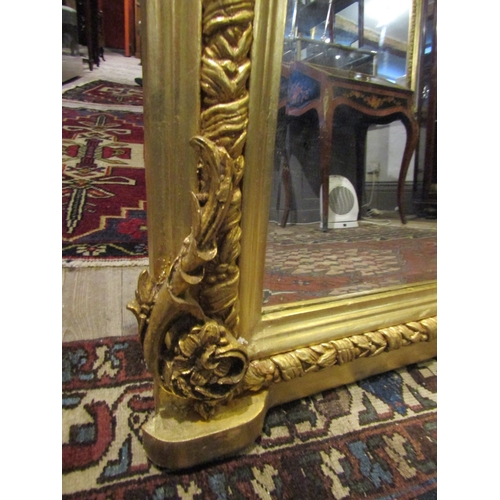 1568 - Gilded Archtop Overmantle Upper Cartouche Decoration Approximately 40 Inches Wide x 50 Inches High