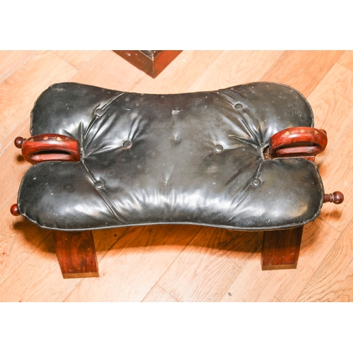 1572 - Leather Upholstered Camel Seat Now Fitted as Foot Stool Approximately 18 Inches Wide