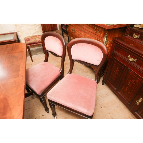 1580 - Set of Six Irish William IV Rosewood Dining Chairs Upholstered Seats Above Turned Supports