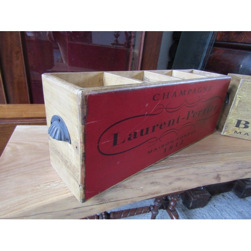 1583 - Two Champagne Bottle Boxes Each with Four Bottle Fittings Each Approximately 18 Inches Wide