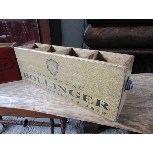 1583 - Two Champagne Bottle Boxes Each with Four Bottle Fittings Each Approximately 18 Inches Wide