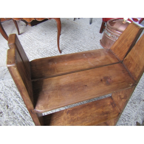 1585 - Pine Three Step Ladder with Painted Side Decoration and Cast Metal Factory Hinges Approximately 32 I... 