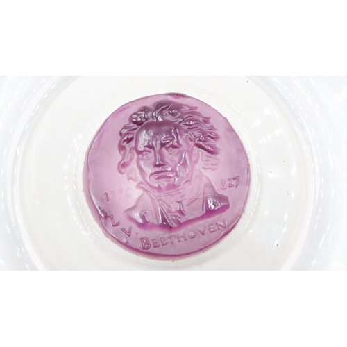 1620 - French Art Glass Crystal Plate Commemorating Beethoven 1770 - 1827 Approximately 9 Inches Diameter