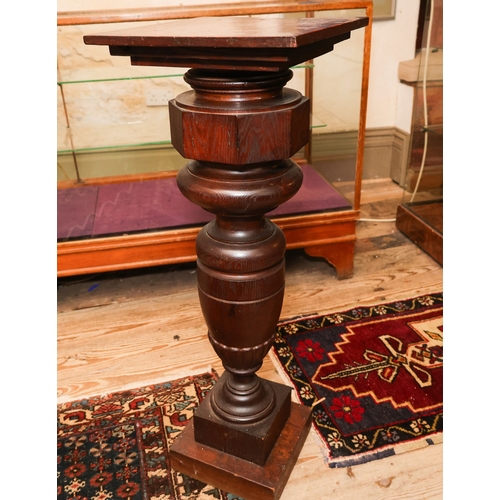 1633 - Antique Carved Pedestal Stand Square Top Approximately 10 Inches Square x 38 Inches High