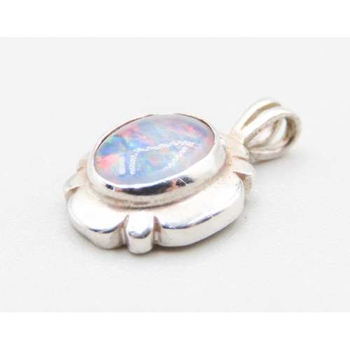 164 - Opal Set Pendant Mounted in 9 Carat White Gold 1.5cm High