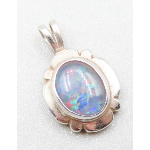 164 - Opal Set Pendant Mounted in 9 Carat White Gold 1.5cm High