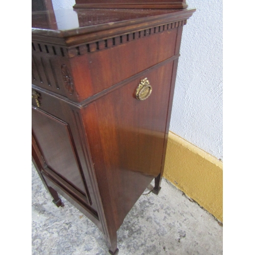 1645 - Edwardian Mahogany Drop Front Coal Cabinet Zinc Liner Contained Attractive Cast Brass Handles Adams ... 