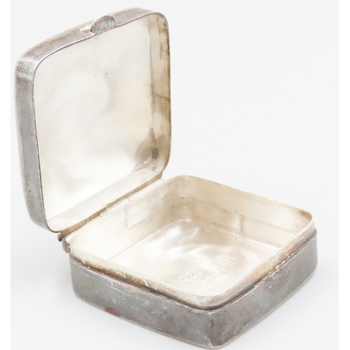 1651 - Silver Pill Box Hinged Top Square Form Approximately 4cm Square