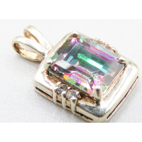 166 - Mystic Topaz Set Pendant Mounted in 9 Carat White Gold 1.5cm High