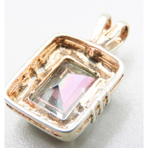 166 - Mystic Topaz Set Pendant Mounted in 9 Carat White Gold 1.5cm High