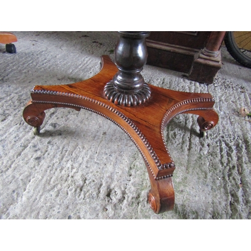 1671 - Regency Rosewood Foldover Card Table Brass Inset Plaque to Front to Above Quatrefoil Base Attractive... 