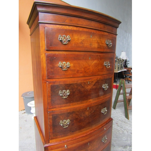 1672 - Edwardian Bow Front Chest on Chest with Pullout Brushing Slide 7 Seven Long Drawers Approximately 34... 