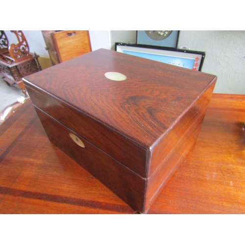 1680 - Regency Rosewood Mother of Pearl Panel Inset Box Fitted Interior Approximately 12 Inches Wide