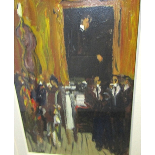 1682 - Marie Carroll Shelbourne Bar Stephens Green Oil on Board Approximately 24 Inches High x 18 Inches Wi... 