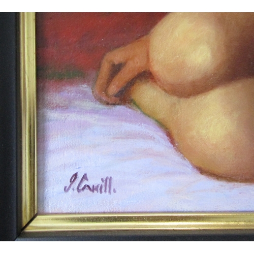 1683 - James Cahill Nude with Scarf Oil on Board Approximately 12 Inches High x 10 Inches Wide Signed Lower... 