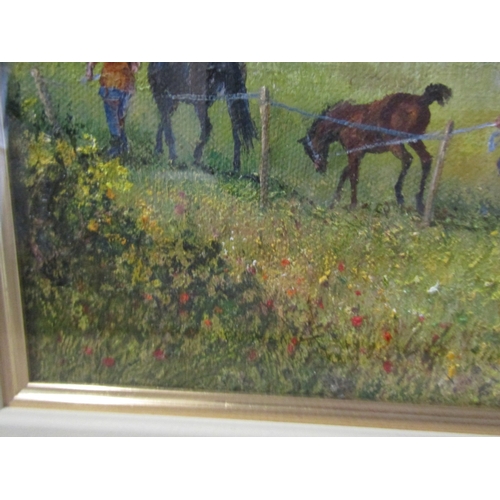 1685 - Susan Webb Pony Show Claddagh Duff Oil on Canvas Signed Approximately 14 Inches High x 26 Inches Wid... 