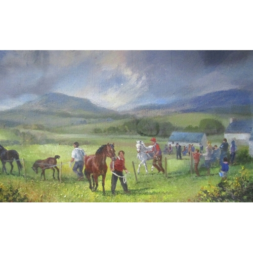 1685 - Susan Webb Pony Show Claddagh Duff Oil on Canvas Signed Approximately 14 Inches High x 26 Inches Wid... 