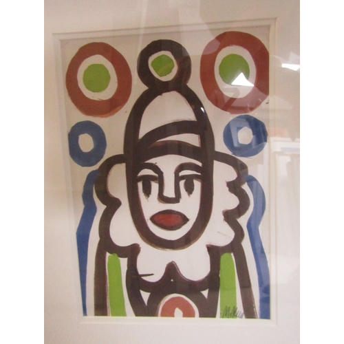 1687 - Markey Robinson (1918 - 1999) Roundy the Clown Watercolour Signed Lower Right Approximately 12 Inche... 