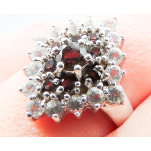 169 - Gemstone Set Cluster Ring Mounted in 9 Carat White Gold Ring Size N