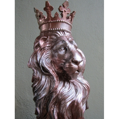 1695 - Seated Lion with Crown Figure Polyresin Approximately 30 Inches High