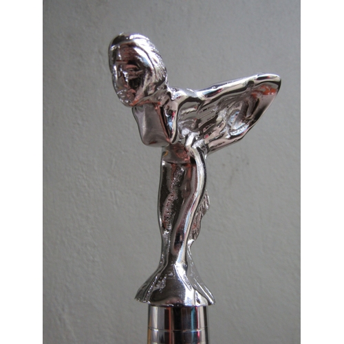 1697 - Rolls Royce Angel of Ecstasy Mounted Walking Stick Full Size Chrome Plated Top