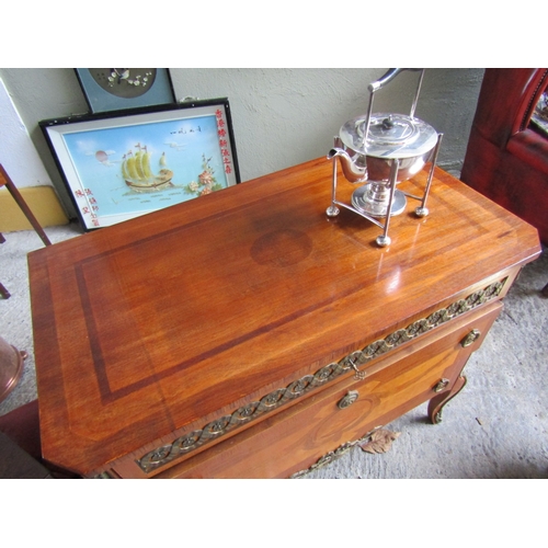 1702 - Three Drawer Chest Inlaid and Marquetry Decoration Ormolu Mounts Approximately 34 Inches Wide x 32 I... 