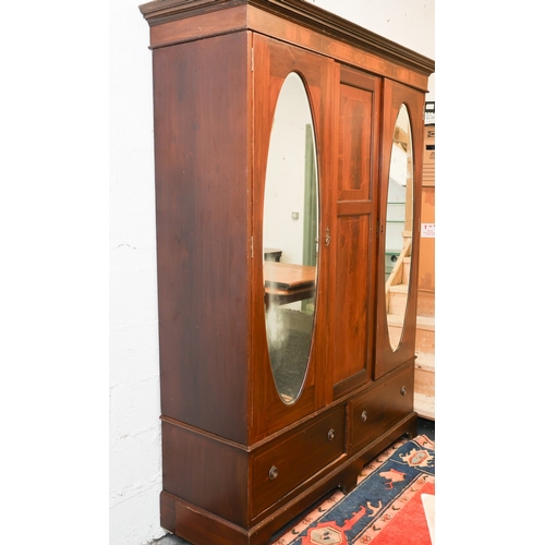 1737 - Edwardian Mahogany Twin Door Wardrobe Inlaid Decoration Mahogany Approximately 5ft 5 Inches Wide x 7... 