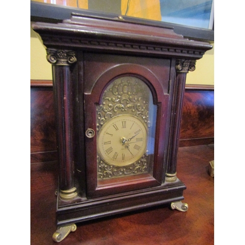 1739 - Table Clock Brass Dial Approximately 11 Inches High