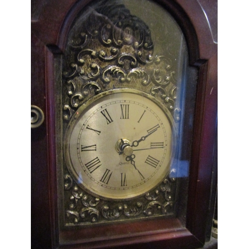 1739 - Table Clock Brass Dial Approximately 11 Inches High