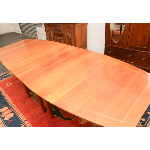 1741 - Modern Hardwood Boardroom Table with Inlaid Top Turned Supports Approximately 12ft Long Composed of ... 