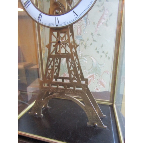 1759 - Eiffel Tower Motif Open Framed Table Clock Enamel Dial Roman Numeral Decorated Contained Within Orig... 