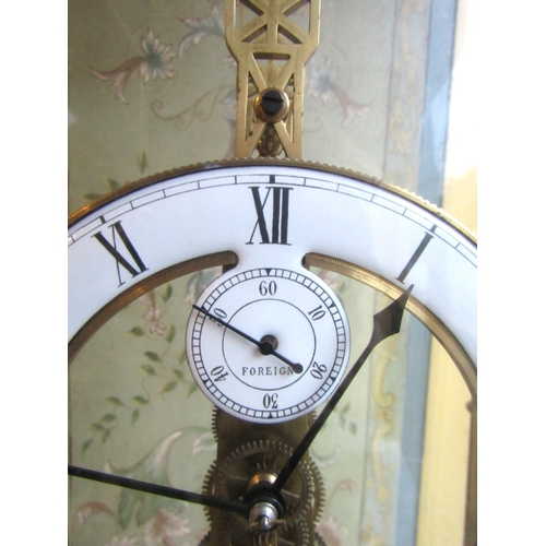 1759 - Eiffel Tower Motif Open Framed Table Clock Enamel Dial Roman Numeral Decorated Contained Within Orig... 