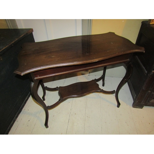 1760 - Edwardian Mahogany Rectangular Shaped Form Table Cabriole Supports with Under Tier 38 Inches Wide x ... 