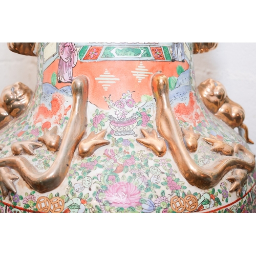 1763 - Very Large Chinese Canton Export Vase Approximately 5ft 6 Inches High Decorated with Quart Scenes Go... 