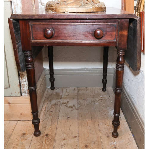 1765 - William IV Single Drawer Drop Leaf Pembroke Table Single Drawer Above Turned Supports Approximately ... 