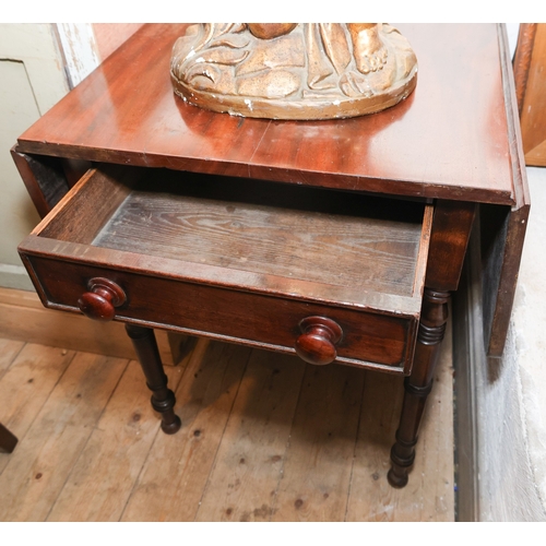 1765 - William IV Single Drawer Drop Leaf Pembroke Table Single Drawer Above Turned Supports Approximately ... 