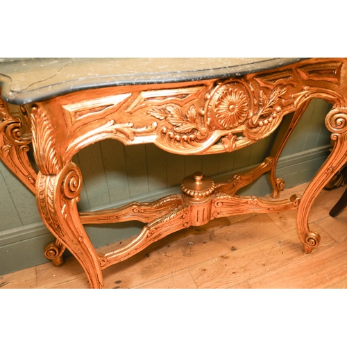 1782 - Carved Gilt Wood Console Table Serpentine Front Marble Top Approximately 42 Inches Wide Cabriole Sup... 