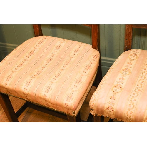 1785 - Three William IV Irish Chairs Upholstered Seats Above Tapering Supports