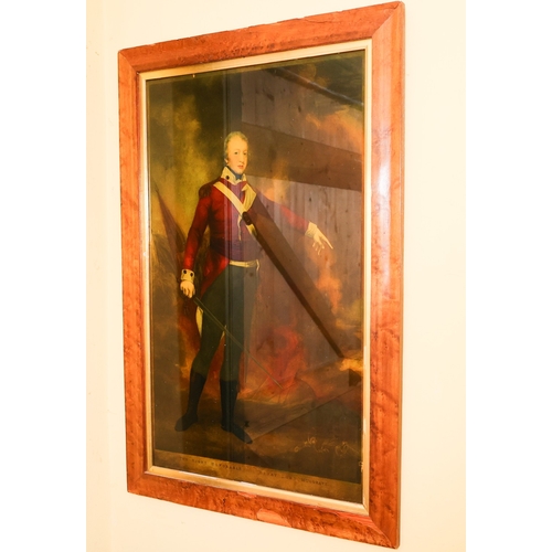 1790 - Military Interest Reverse Engraving on Glass Contained Within Maple Frame Approximately 32 Inches Hi... 