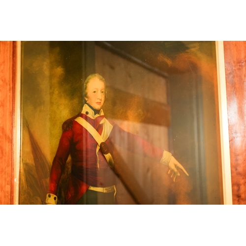 1790 - Military Interest Reverse Engraving on Glass Contained Within Maple Frame Approximately 32 Inches Hi... 