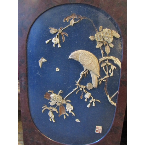 1800 - Pair of Antique Lacquer and Shellwork Wall Mounted Door Panels Each Approximately 18 Inches x 12 Inc... 