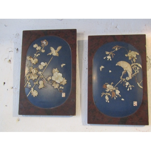 1800 - Pair of Antique Lacquer and Shellwork Wall Mounted Door Panels Each Approximately 18 Inches x 12 Inc... 