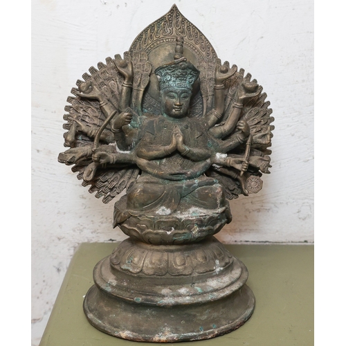 1806 - Tibetan Temple Figure of Seated Deity Lotus Position Approximately 10 Inches High