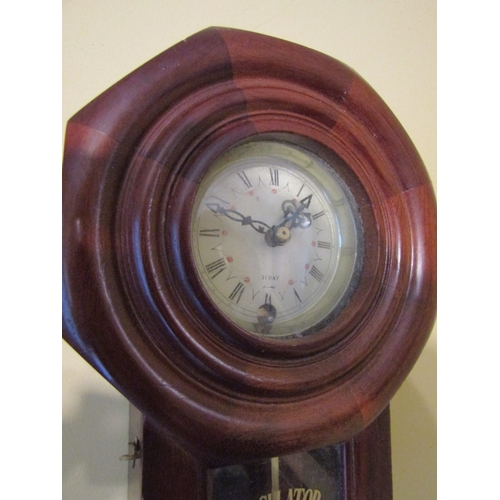 1820 - Regulator Wall Clock Brass Pendulum Mahogany Cased Approximately 11 Inches High