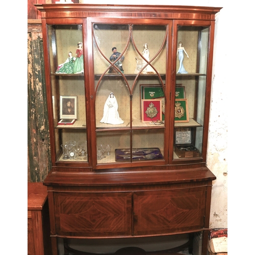 1824 - Edwardian Figured Mahogany Display Cabinet with Cupboard Case Tapering Supports Approximately 48 Inc... 