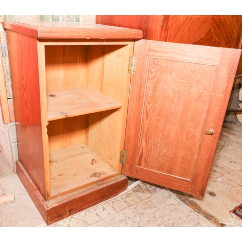 1825 - Antique Pitch Pine Side Locker Single Door Good Construction Plinth Base Approximately 12 Inches Wid... 