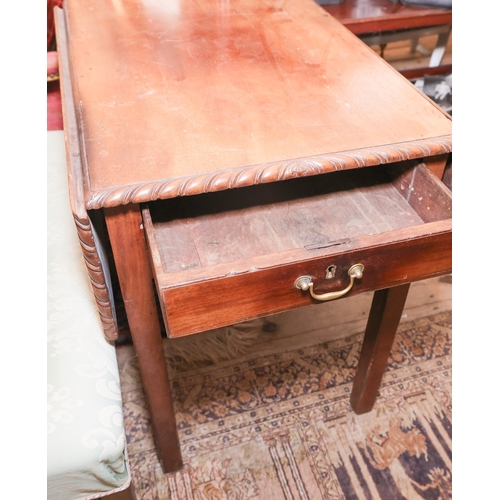 1837 - George III Mahogany Irish Chippendale Drop Leaf Pembroke Table Single Drawer to Frieze Brass Swan Ne... 