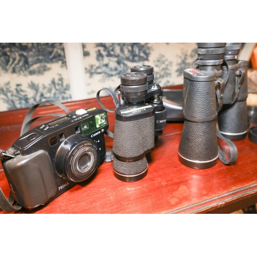 1845 - Two Pairs of Binoculars and Prima Camera Modern Three Pieces in Lot