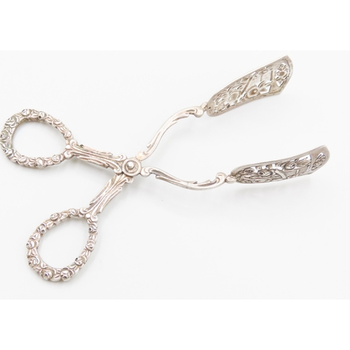 1852 - Silver Cake Tongs Approximately 8 Inches Long